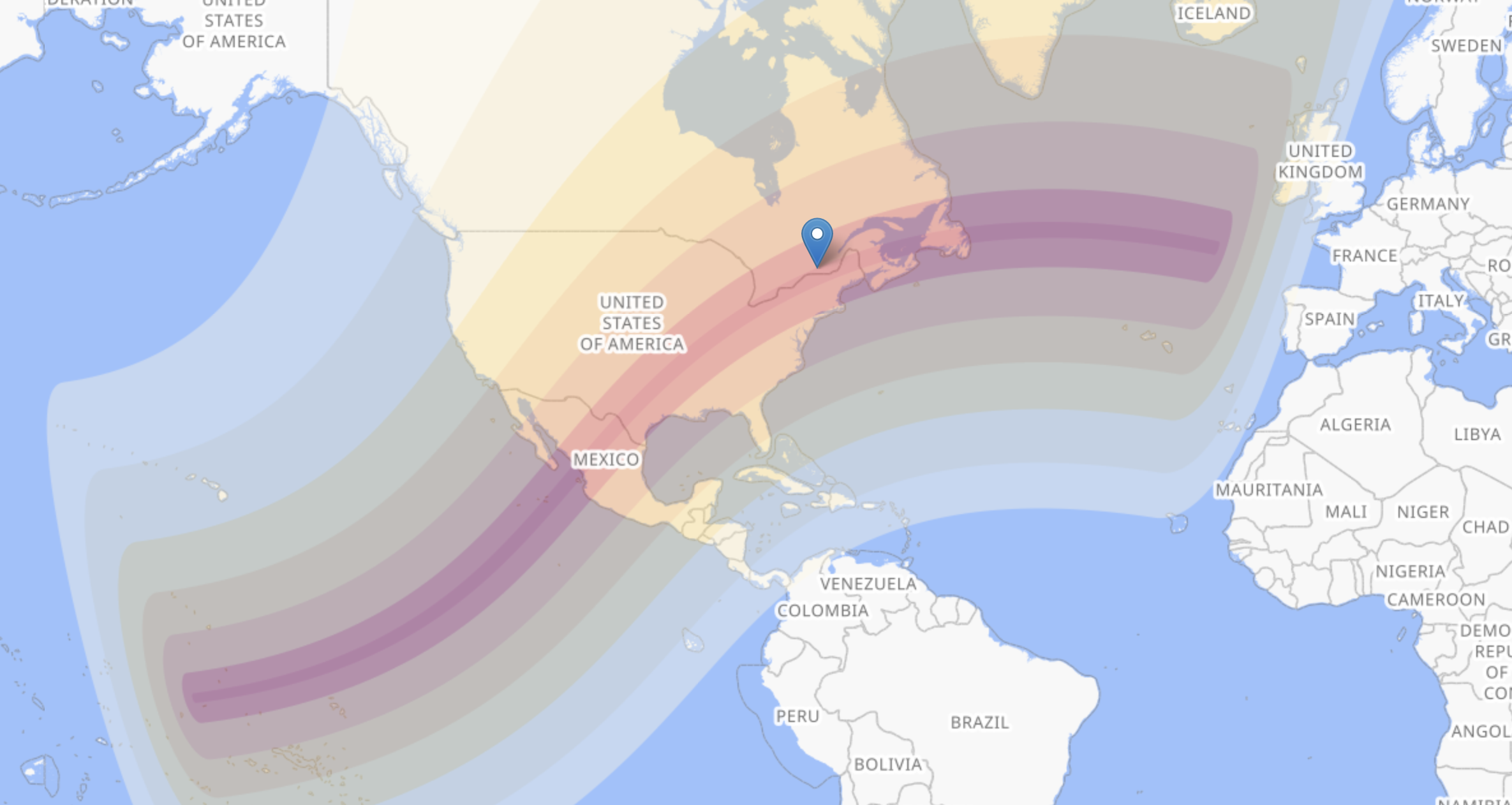 Path of totality, April 8 2024 eclipse