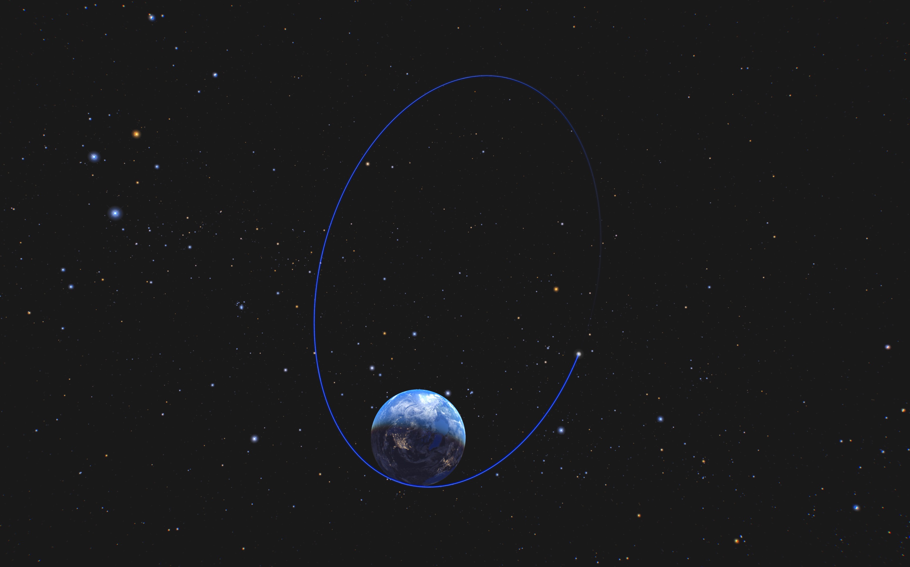 Gaia Sky visual of Artemis II eccentric orbit