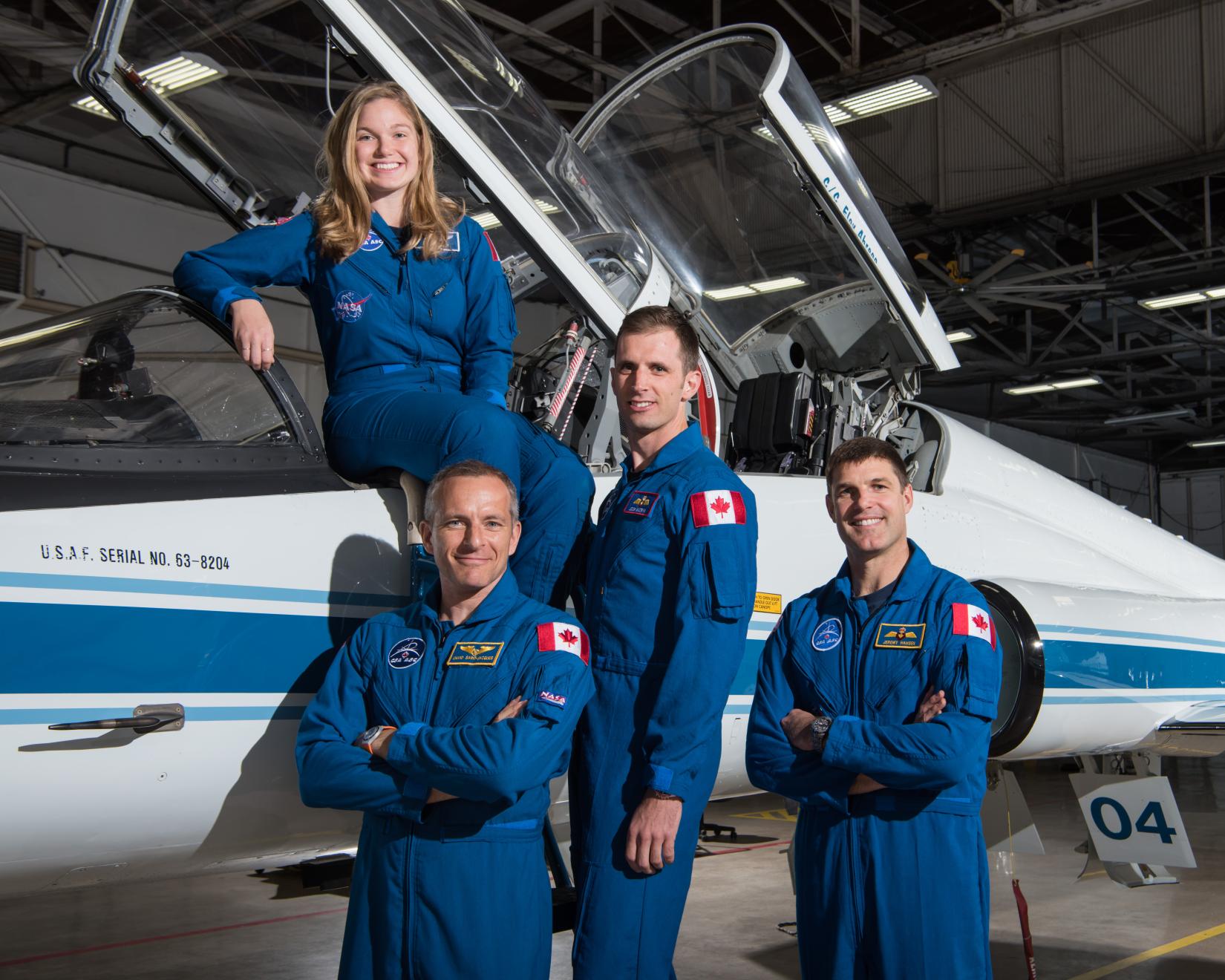 Four active Canadian astronauts: David Saint-Jacques, Jeremy Hansen, Jenni Gibbons, and Joshua Kutryk