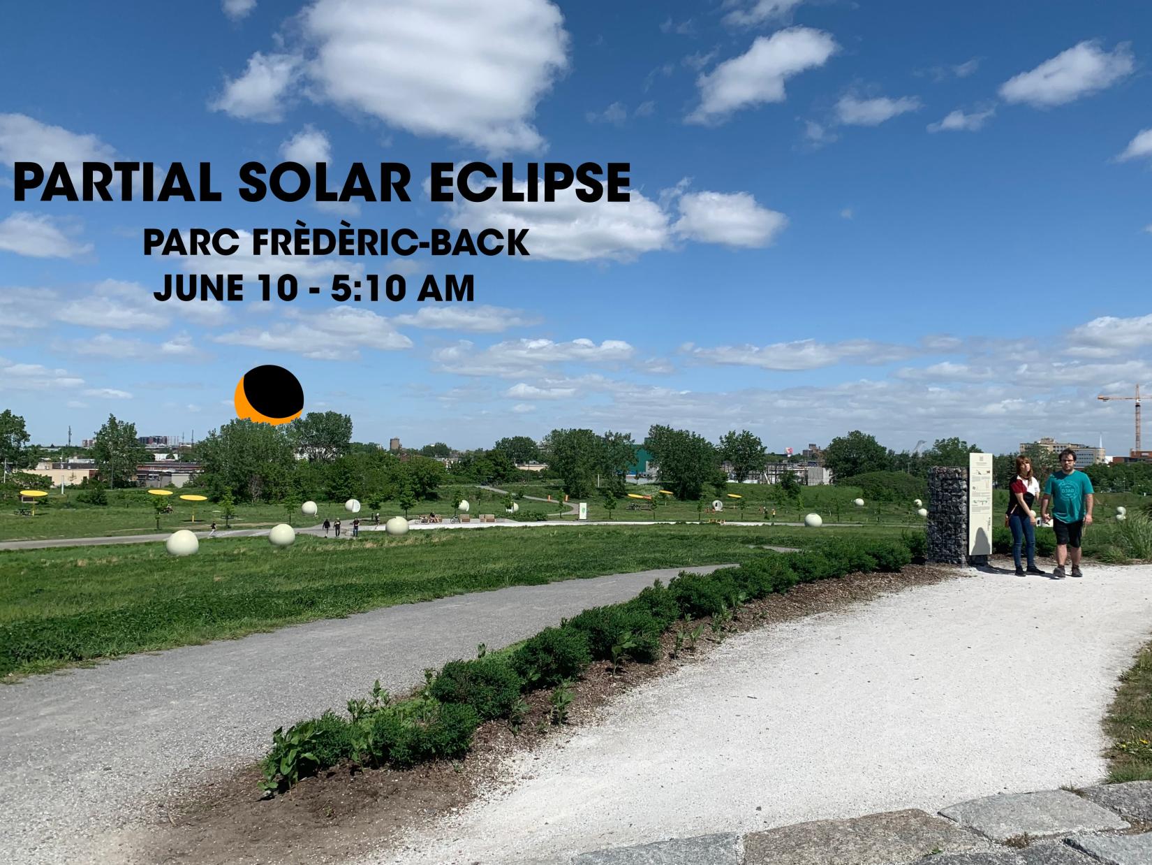Partial solar eclipse, Parc Frederic-Back
