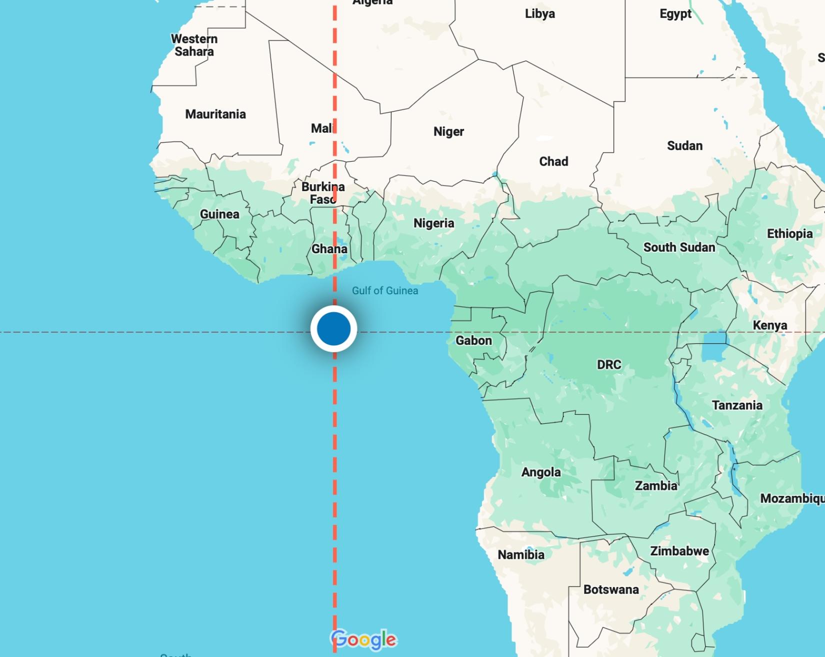 Null Island with Prime Meridian
