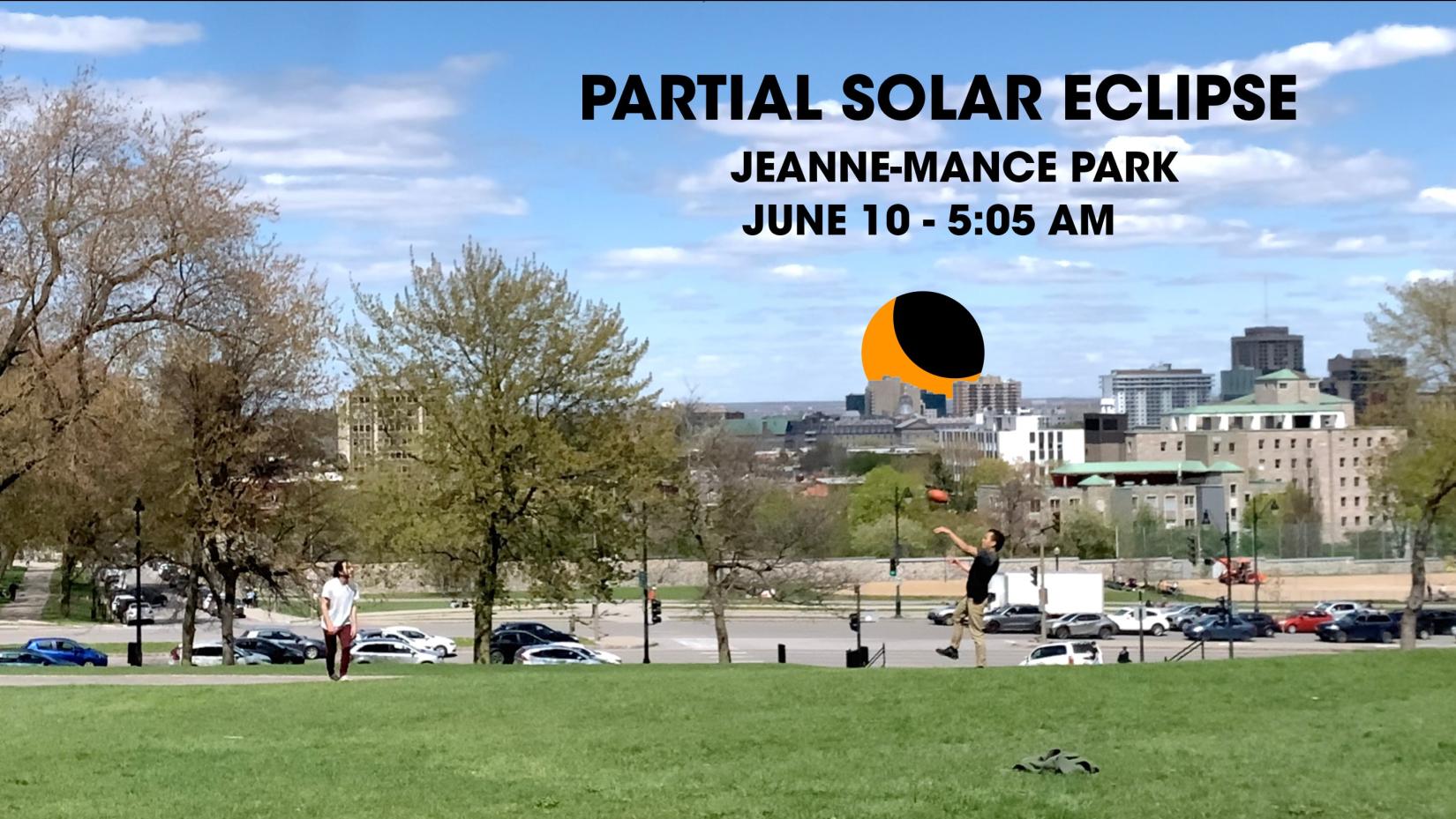 Solar eclipse in the Plateau, Jeanne Mance Park
