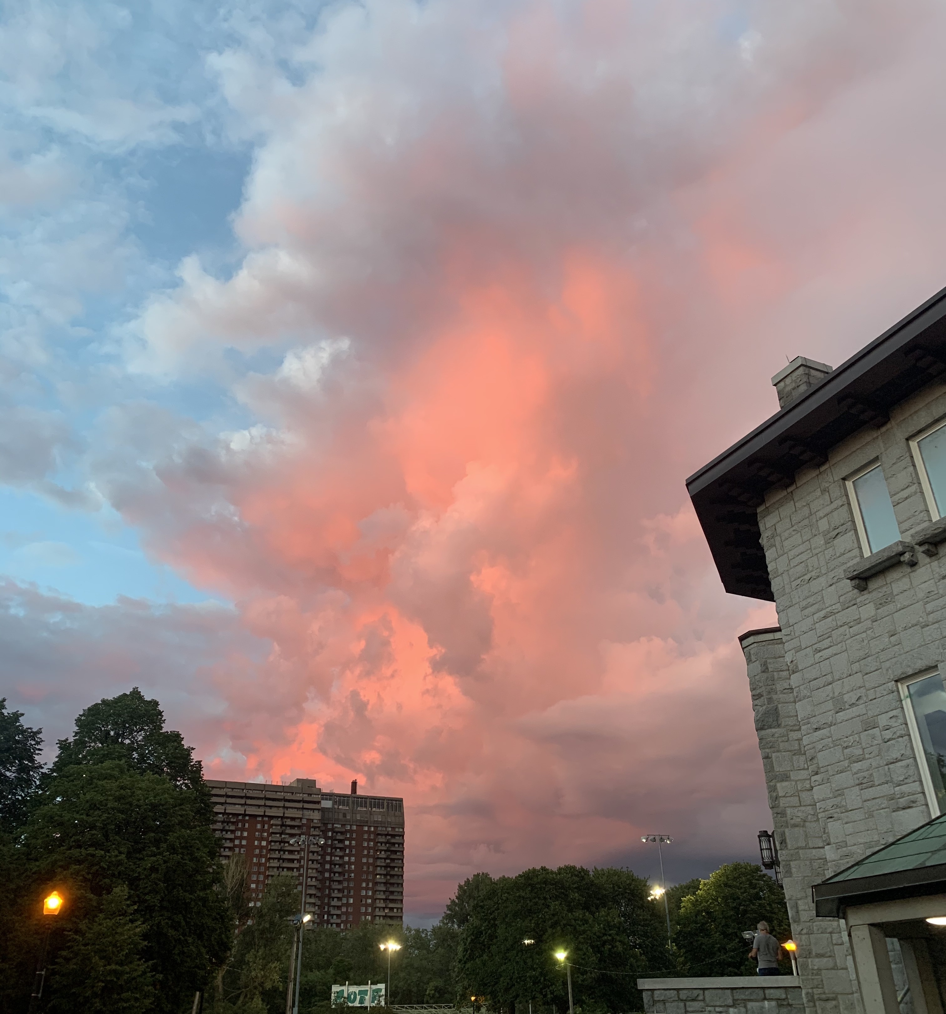 Clouds in the east appearing red