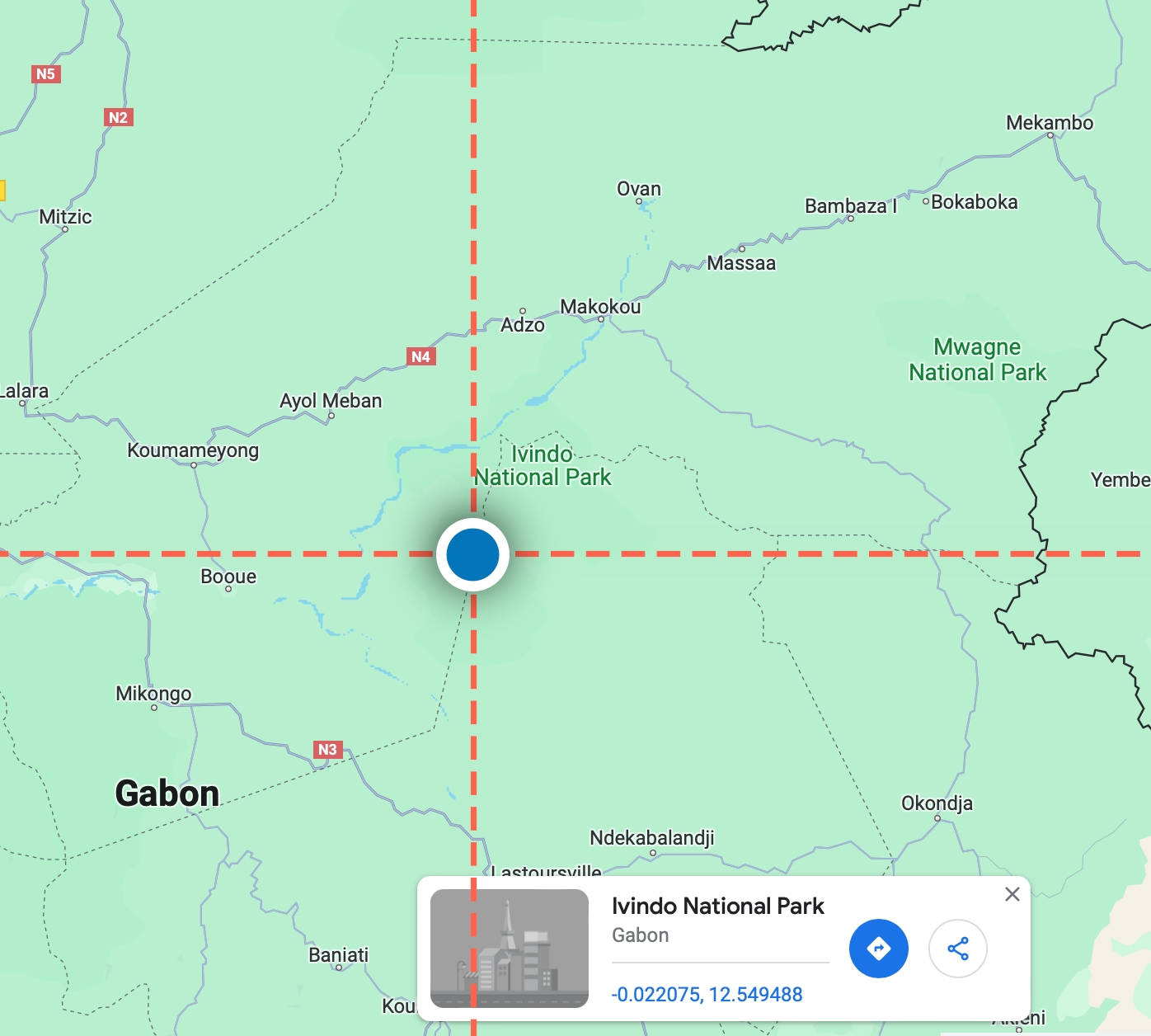 Alternate Prime Meridian in Rome, 0° and 0° location in Ivindo National Park