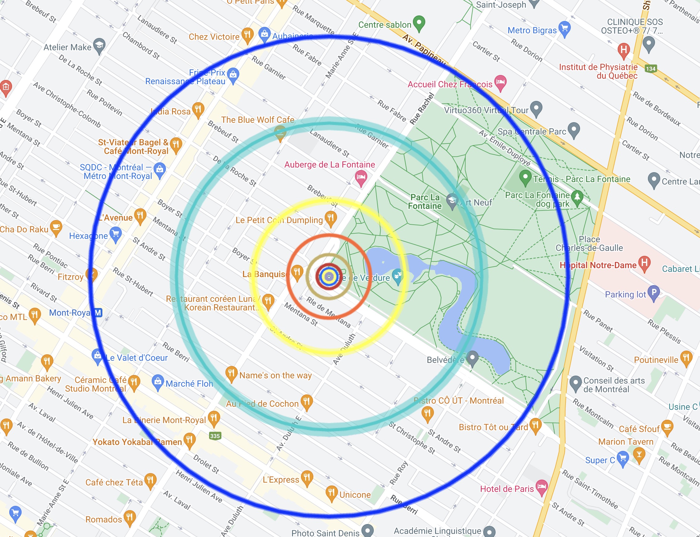 Map of Solar System over Parc La Fontaine